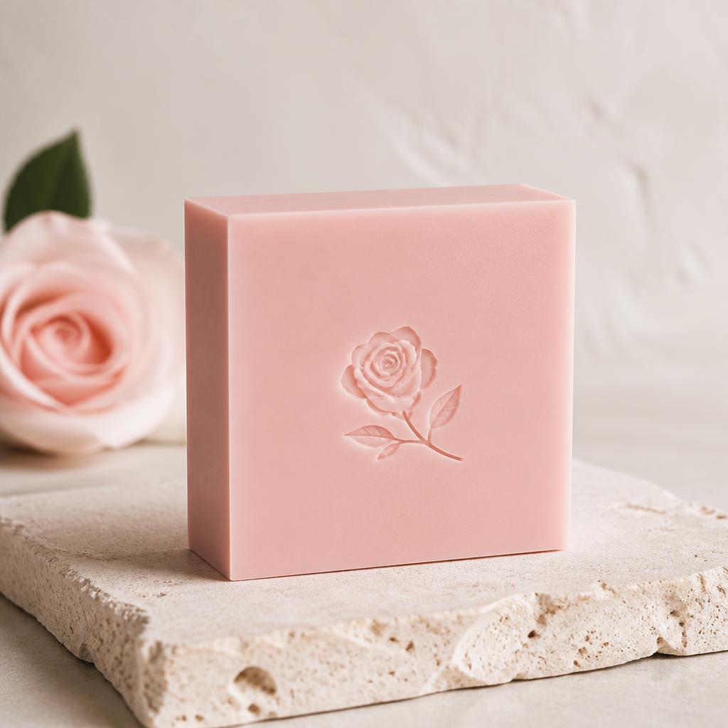 Soft Blush Glow square pink soap bar